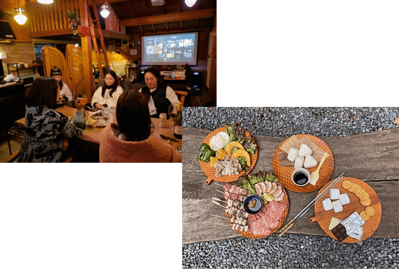 BBQ、食事の風景